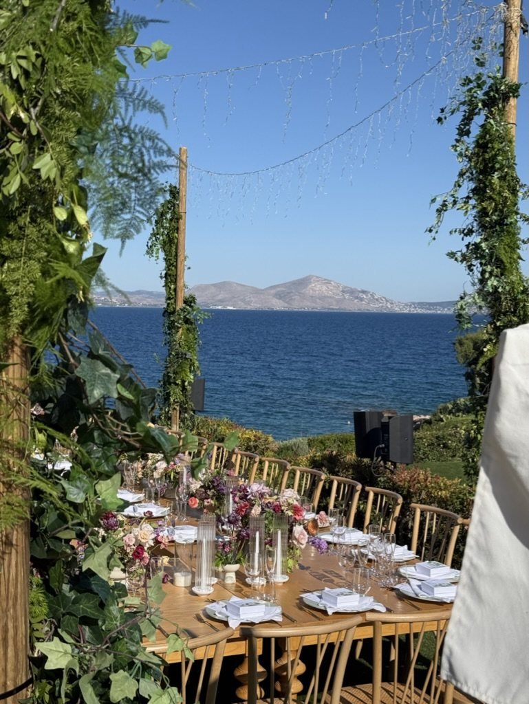Wedding table setting by the sea